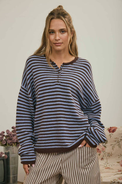 Just My Type Henley Sweater