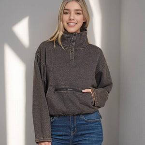 Go the Distance Acid Wash Fleece Pullover
