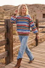 Load image into Gallery viewer, Oversized Mineral Washed Terry Stripe Pullover
