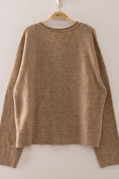 12W3789N-Soft Touch Button Cardigan