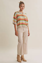Load image into Gallery viewer, MAPLE STREET MULTI-STRIPE BUTTON-DOWN SWEATER CARDIGAN
