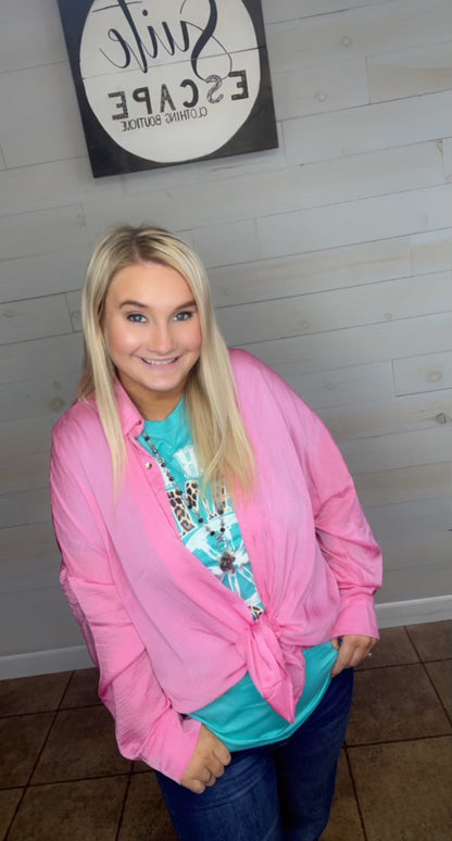 Pink Cowgirl Button Down Top