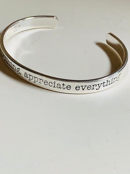 Expect nothing, appreciate everything bracelet