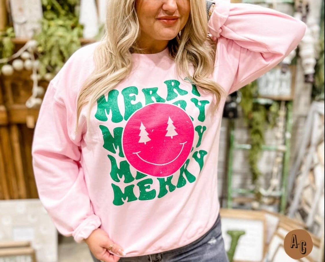 Merry Smiley Long Sleeve Tee