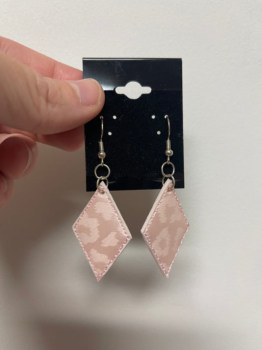 Pink Embroidered Earrings