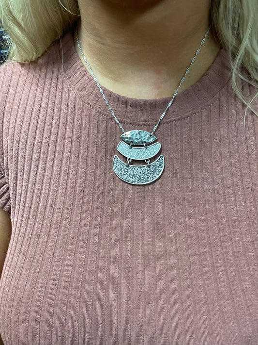 Silver Glitter Moon Necklace Set