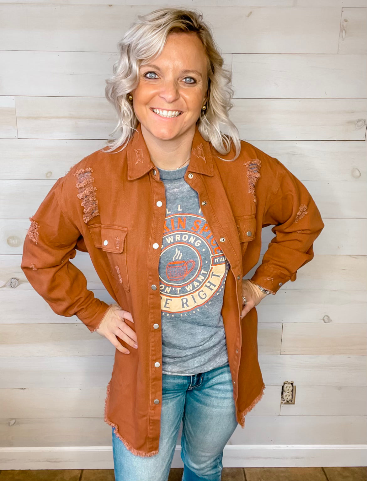 Pumpkin Spice Acid Wash Graphic Tee