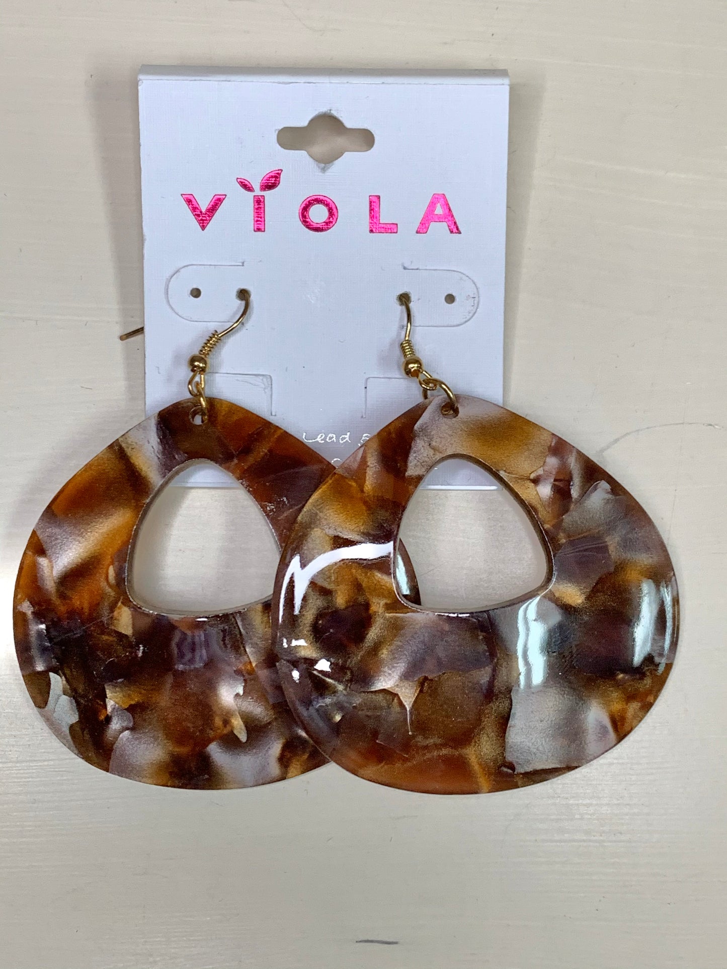 Brown Marbled Dangle Earrings