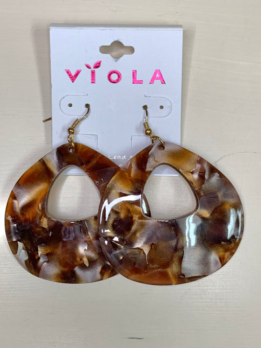 Brown Marbled Dangle Earrings