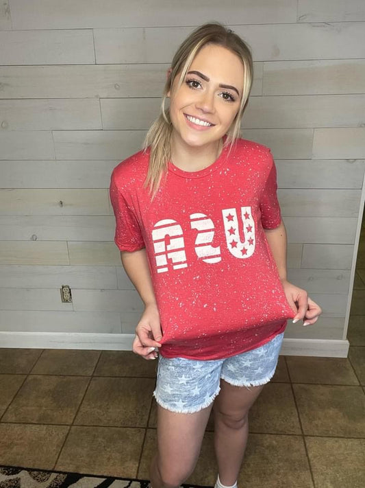 Red Bleached USA Tee