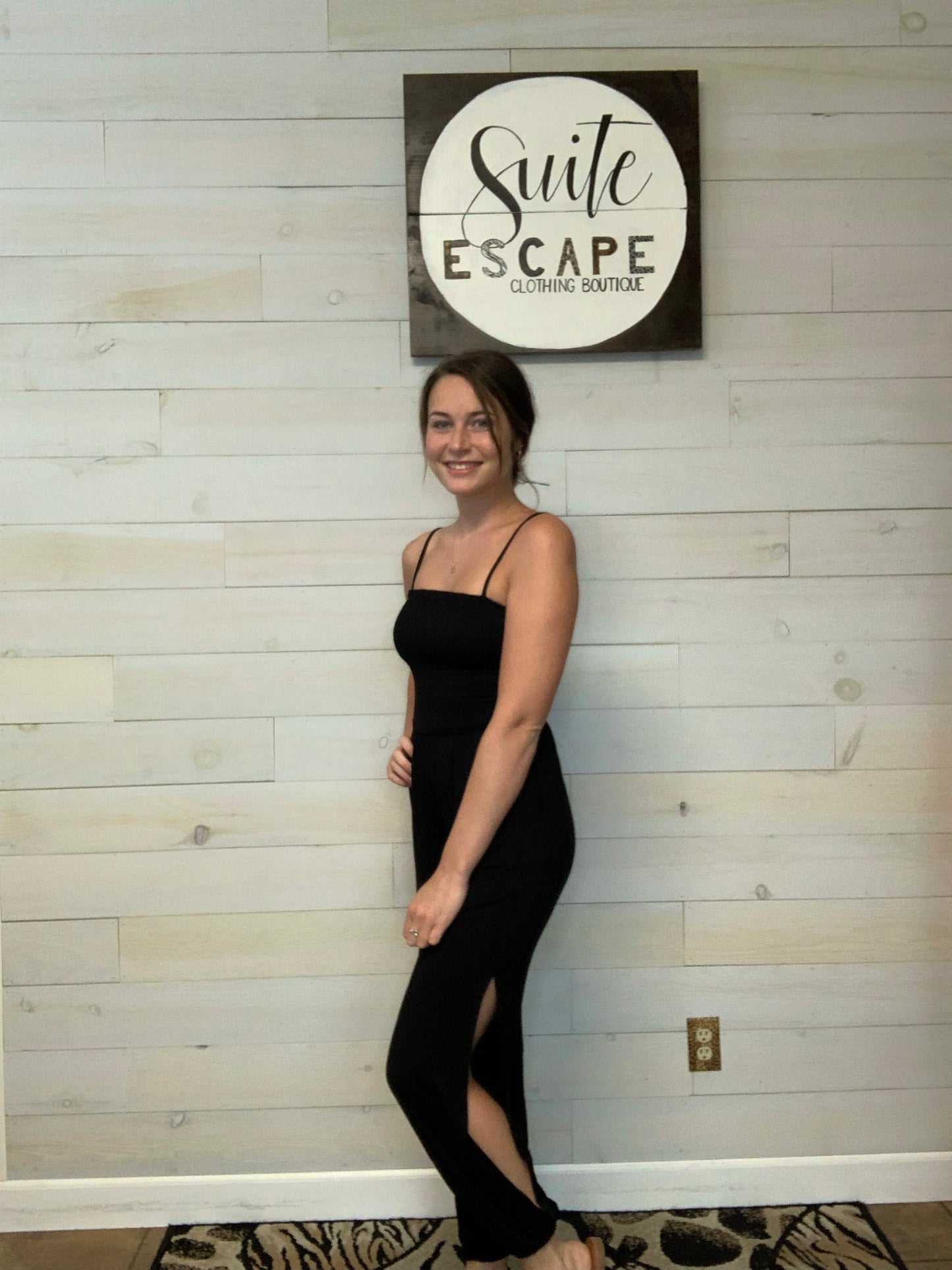 Black Side Slit Jumpsuit