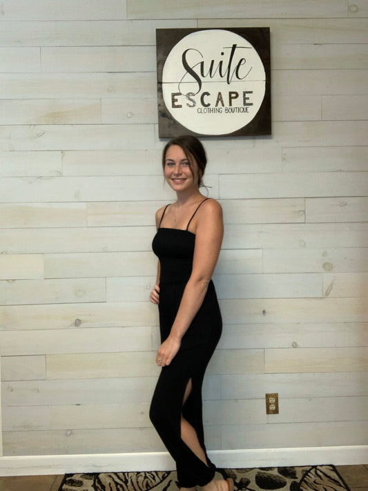 Black Side Slit Jumpsuit