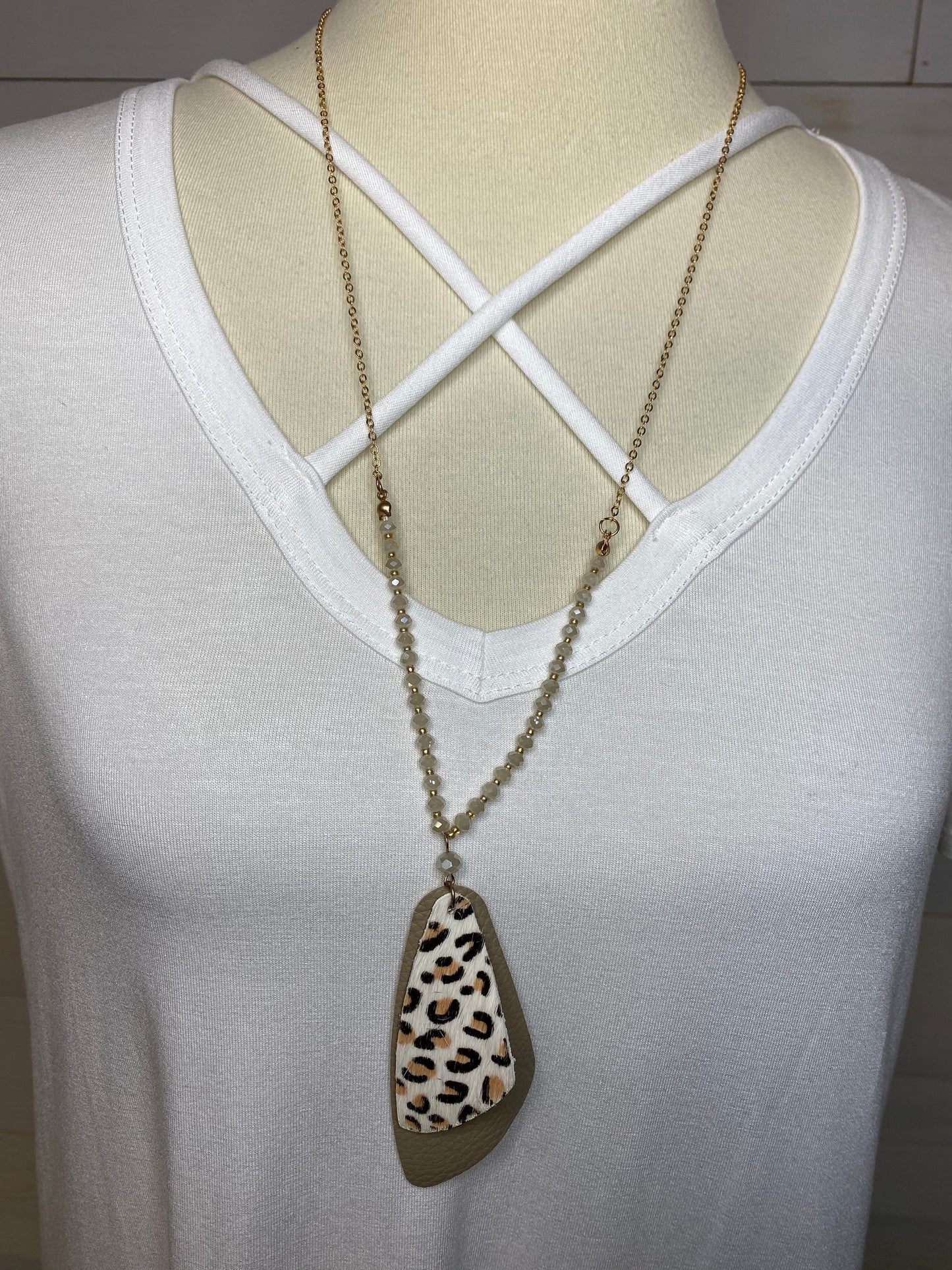 White Animal Print Necklace