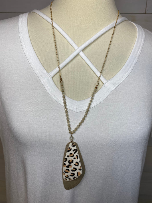 White Animal Print Necklace