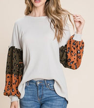 Load image into Gallery viewer, Olive/Rust Cheetah Print Top