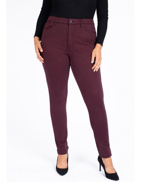 Plus Size Burgundy High Rise Non Distressed Super Skinny KanCan