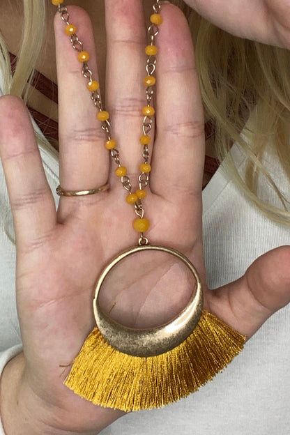 Mustard Fringe Necklace