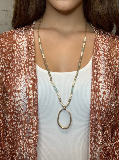 Metal Pendant Beaded Necklace