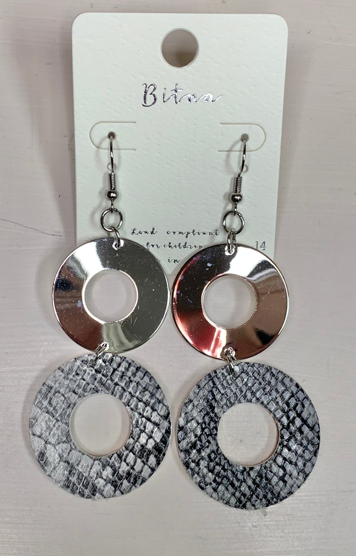 Silver Dangle Snakeskin Earrings