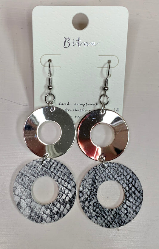 Silver Dangle Snakeskin Earrings