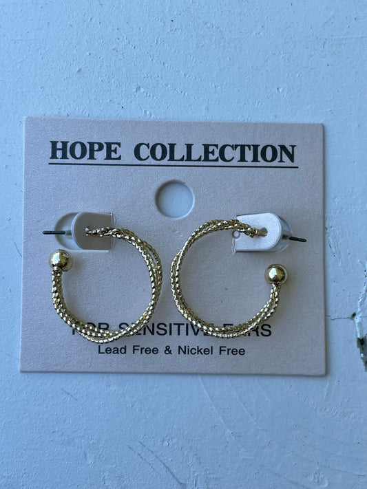 Ball Point Gold Hoop Earrings