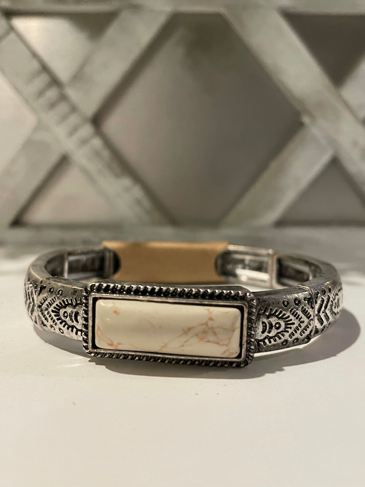 Marble Stone Silver Bracelet