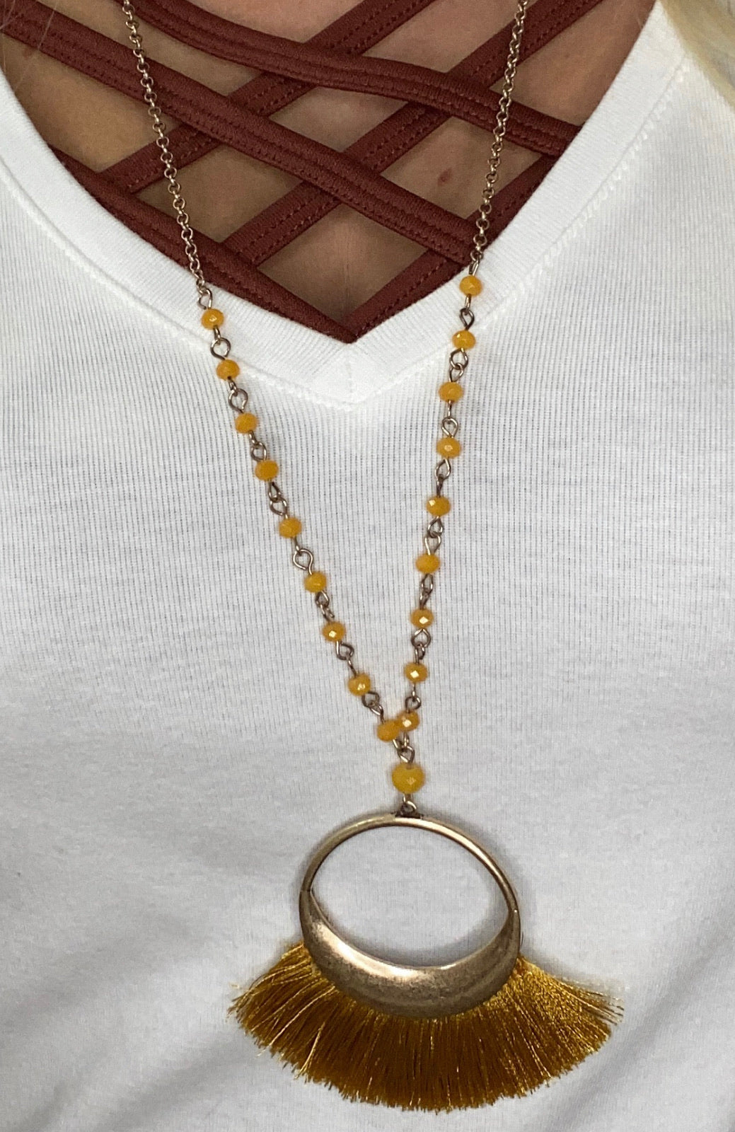 Mustard Fringe Necklace