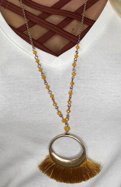 Mustard Fringe Necklace