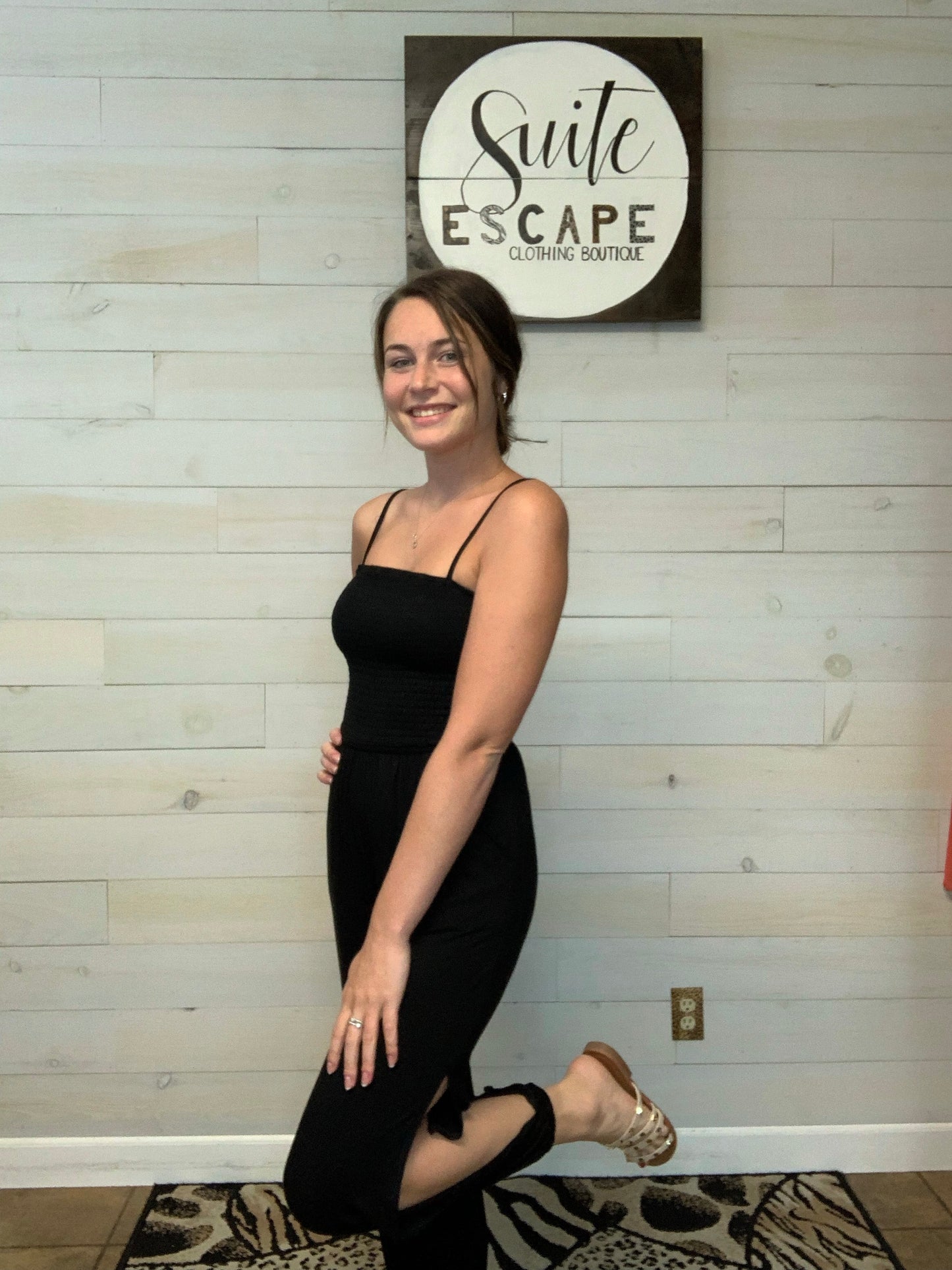 Black Side Slit Jumpsuit