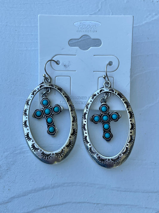 Turquoise Cross Earrings