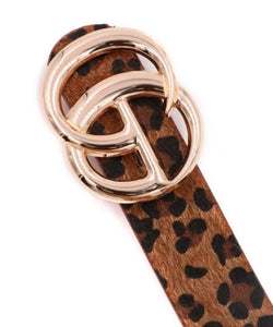 Brown Leopard Print Faux Fur Belt