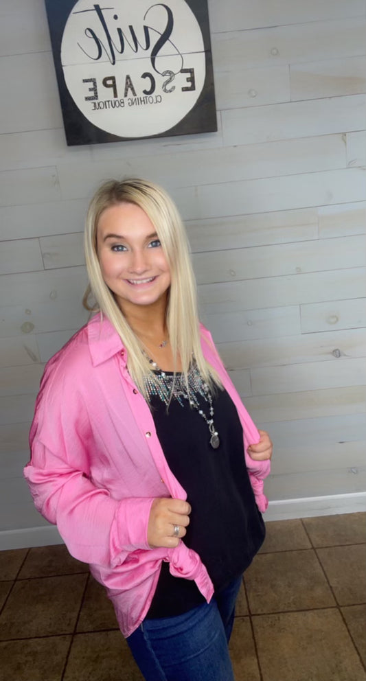 Pink Cowgirl Button Down Top