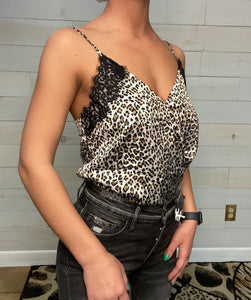 Lace Trim Leopard Bodysuit top