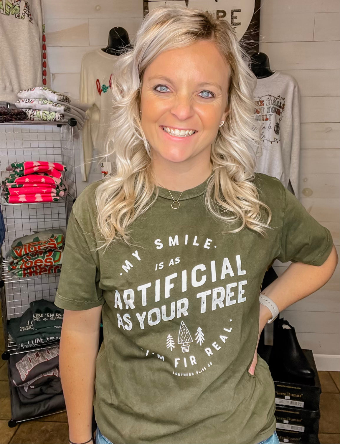 Fir Real Olive Graphic Tee