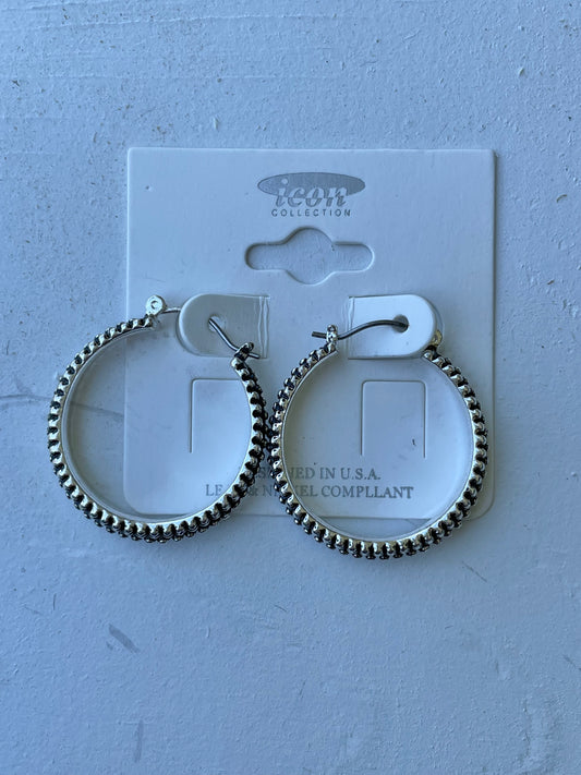 Silver Rivetted Hoop Earrings