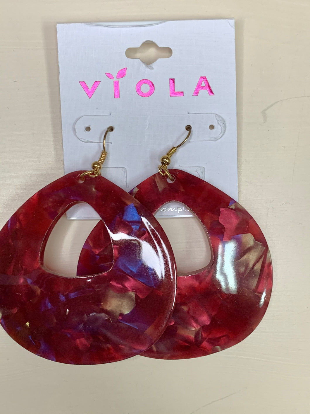Burgundy Marbled Dangle Earrings
