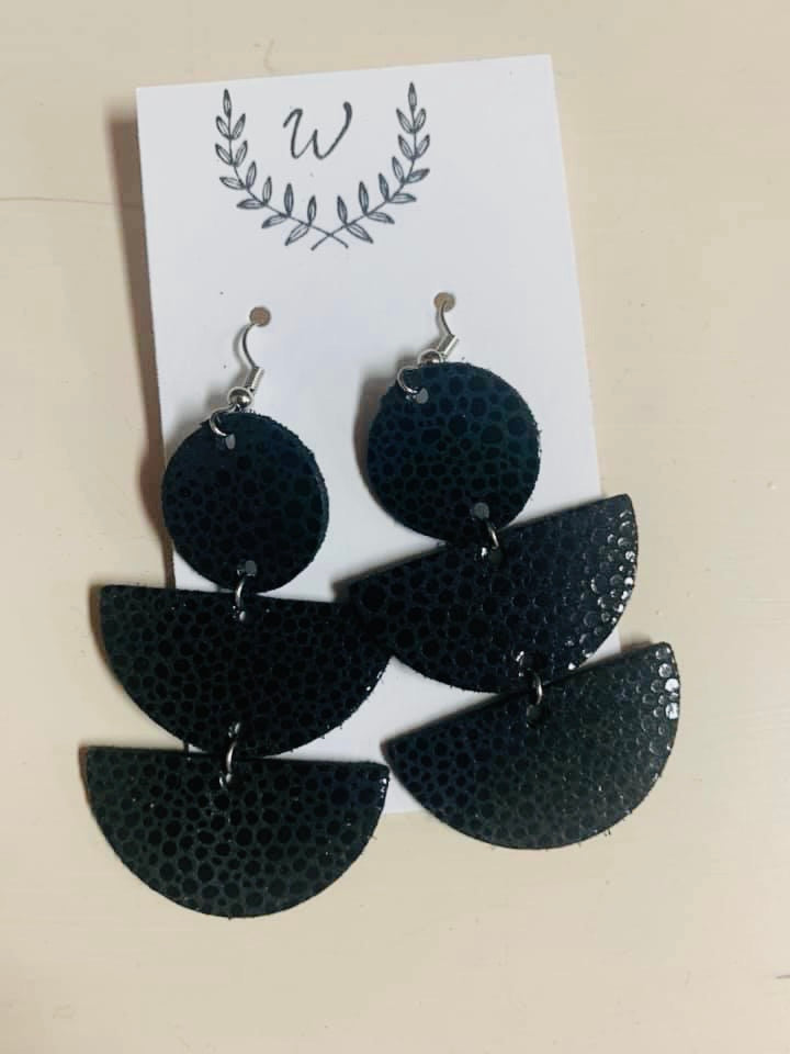 3 Tier Black Earrings