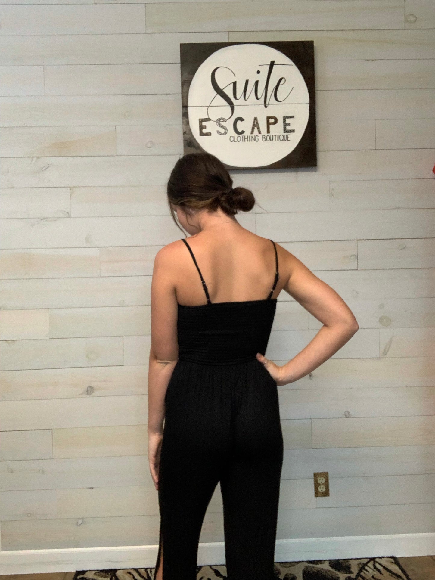 Black Side Slit Jumpsuit