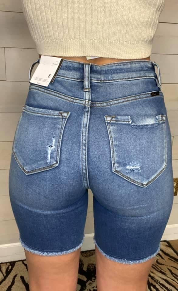 KanCan Button Fly Biker Shorts